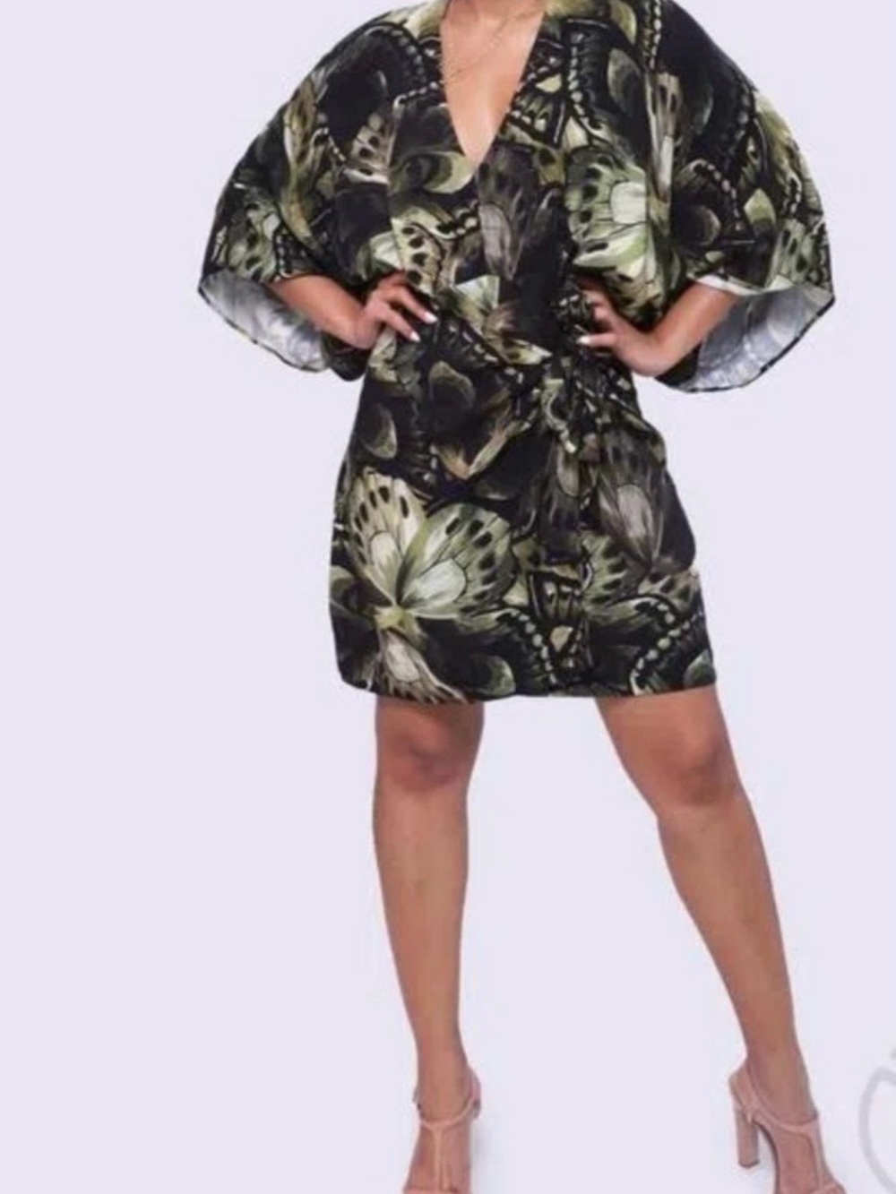 FARM Rio Butterfly-Print Mini Dress